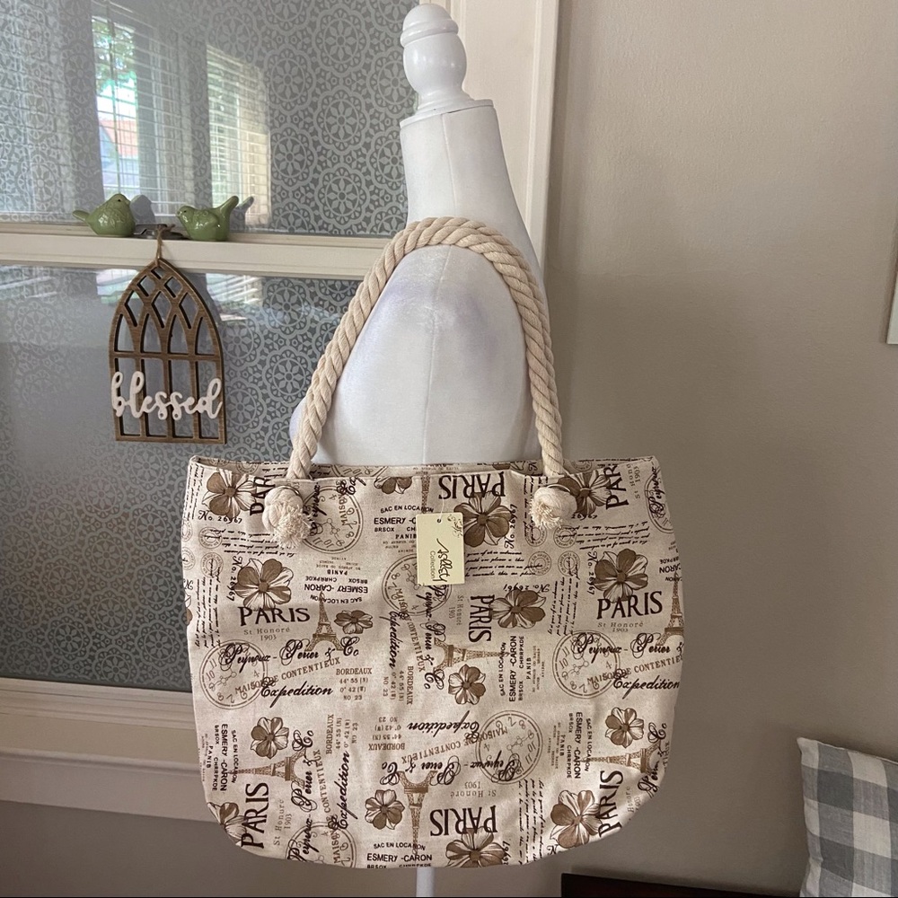 NWT Ashley Collection Paris Eiffel Tower Tan Tote